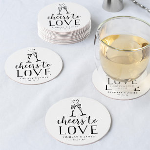 Cheers to Love Wedding Round Paper Coaster