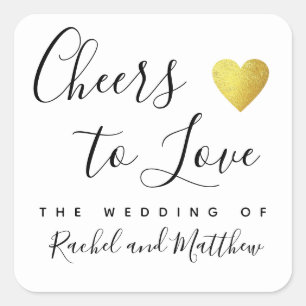 cheers to love wedding square sticker