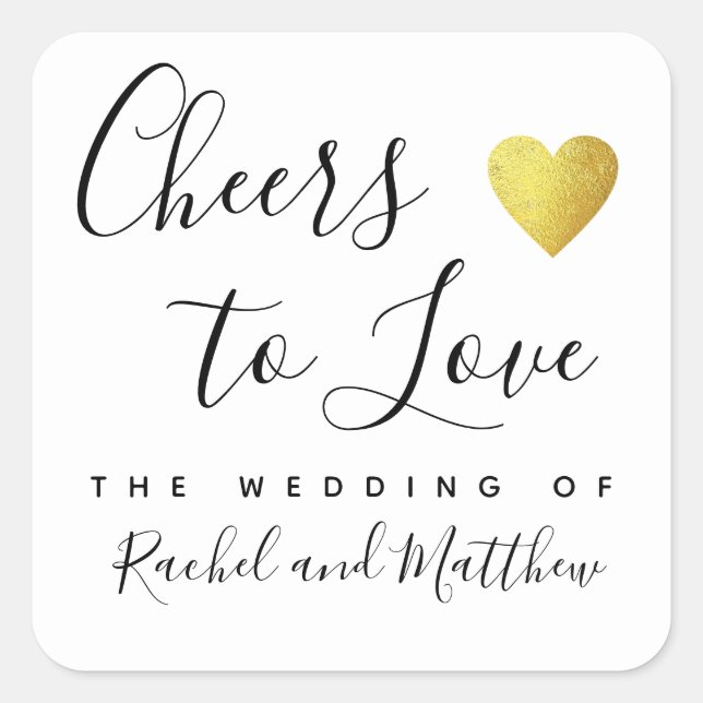 cheers to love wedding  square sticker (Front)