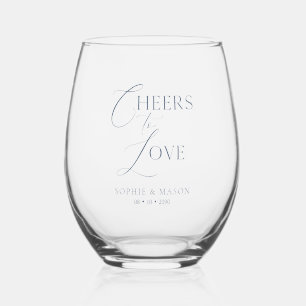 Cheers to Love Wedding Stemless Wine Glass
