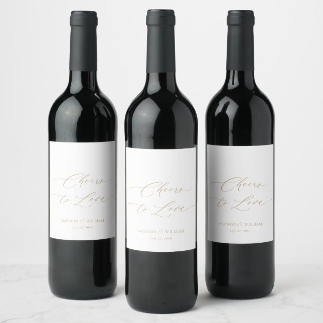 Cheers to Love Wedding Wine Label (Bottles)