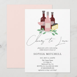 Cheers to Love Wine Flowers Bridal Shower Invitation