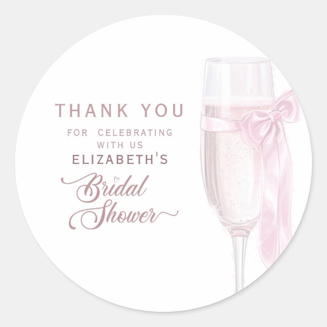 Cheers To Love Wine Glasses Bow Tie Bridal Shower Classic Round Sticker (Front)