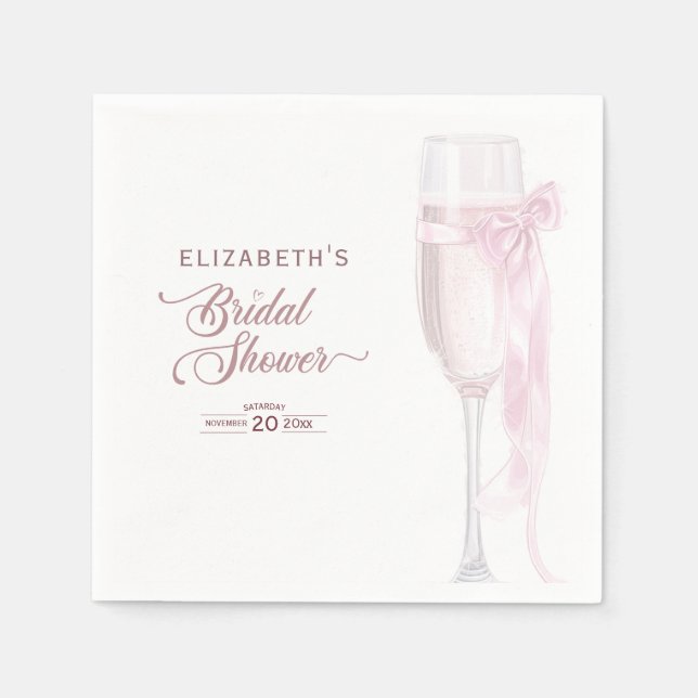 Cheers To Love Wine Glasses Bow Tie Bridal Shower Napkin (Front)