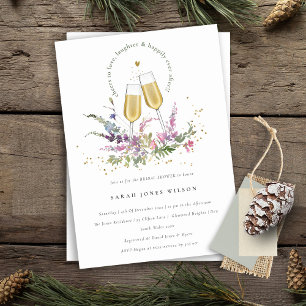 Cheers to Love Wine Glasses Floral Bridal Shower Invitation