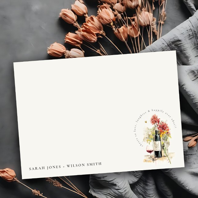 Cheers to Love Wine Red Yellow Floral Wedding Card (Creator Uploaded)