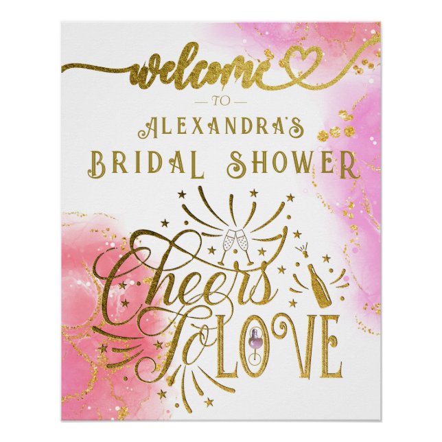 Cheers To Love Wine Tasting Bridal Shower Welcome Poster (Front)