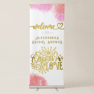 Cheers To Love Wine Tasting Bridal Shower Welcome Retractable Banner