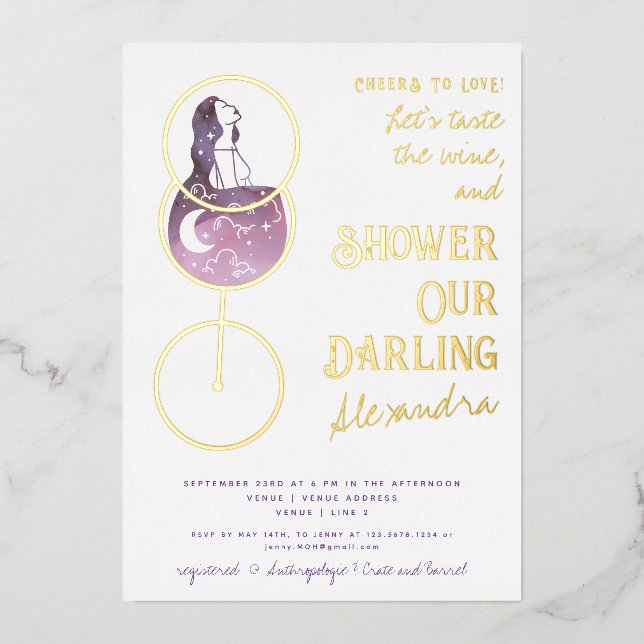 Cheers To Love Wine Tasting Elegant Bridal Shower (Front)