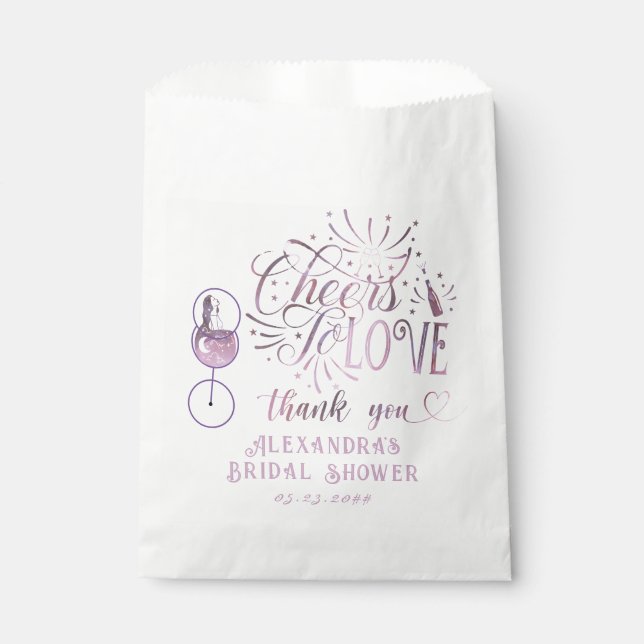 Cheers To Love Wine Tasting Elegant Bridal Shower Favour Bags (Front)