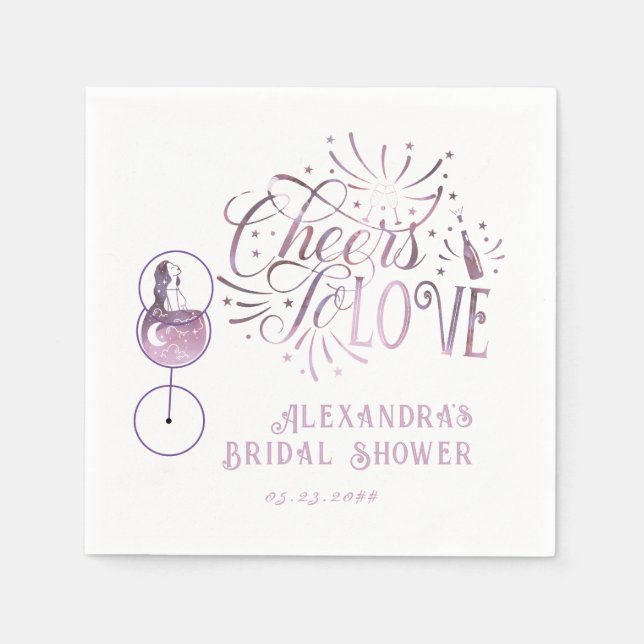 Cheers To Love Wine Tasting Elegant Bridal Shower Napkin (Front)