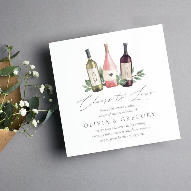 Cheers to Love Wine Tasting Rehearsal Dinner Invitation (Creator Uploaded)