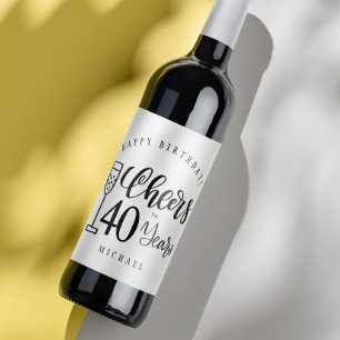 Cheers to men any age rustic happy birthday wine label