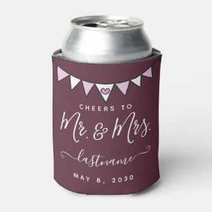 Cheers to Mr. & Mrs. Elegant Wedding Front & Back Can Cooler