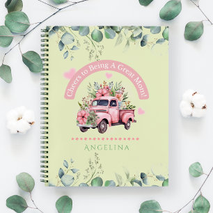 Cheers To Mum Pink Floral Girly Coquette Truck Notebook