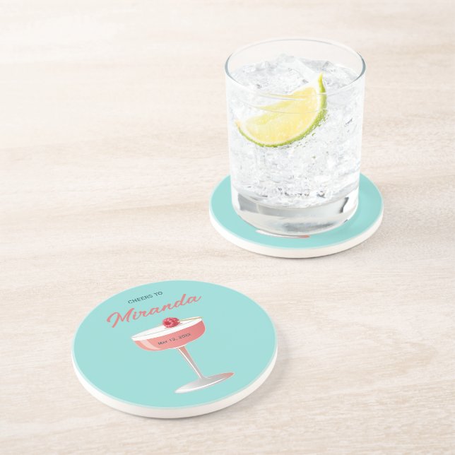 Cheers to [Name] Personalized Party  Coaster (Side)
