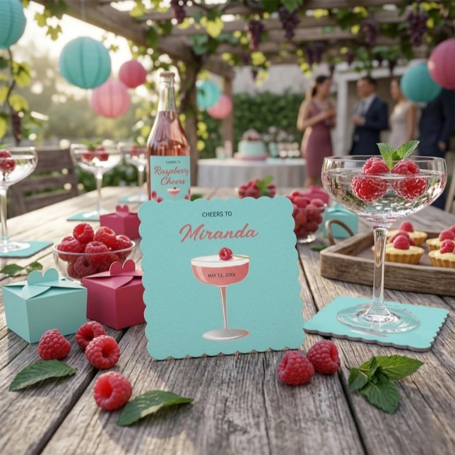 Cheers to [Name] Personalized Party  Square Paper Coaster (Creator Uploaded)