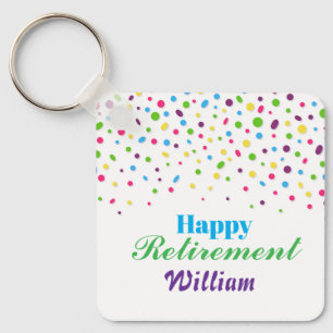 Cheers to New BeginningsColorful Happy Retirement Key Ring