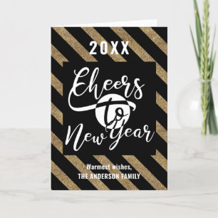Cheers To New Year Modern Calligraphy Festive Gold Holiday Card