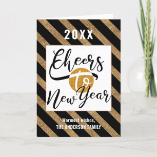 Cheers To New Year Modern Script Festive Gold Chic Holiday Card