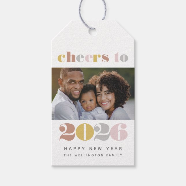 Cheers to New Year Photo Gift Tag (Front)