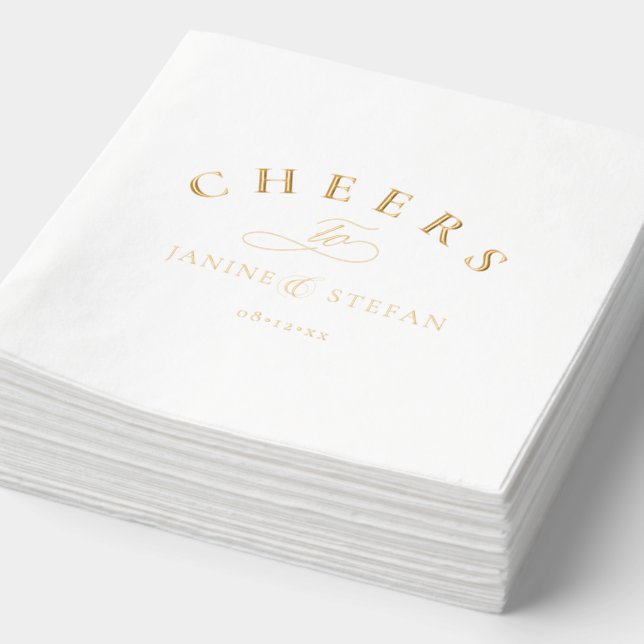 Cheers to Newlyweds Names ID1022 Foil Napkins (Detail)