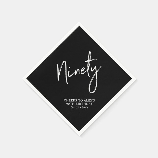 Cheers to Ninety Modern Adult 90th Birthday Party Napkin (Corner)
