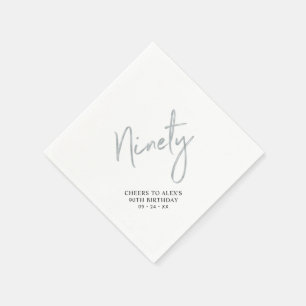 Cheers to Ninety Modern Silver 90th Birthday Party Napkin