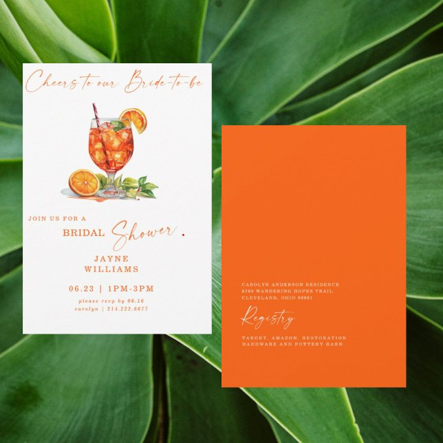Cheers to Our Bride-to-be Aperol Spritz Bridal III Invitation (Creator Uploaded)