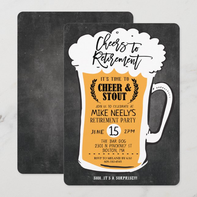 Cheers to Retirement Beer Retirement Invitation (Front/Back)