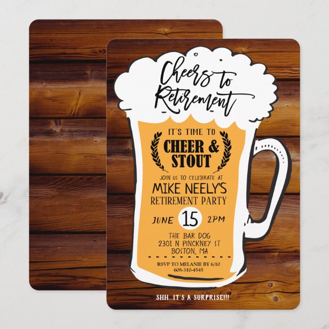 Cheers to Retirement Beer Retirement Invitation (Front/Back)