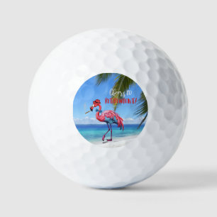 Cheers to Retirement Flamingo on Tropical Beach  Golf Balls