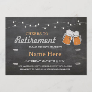Cheers to Retirement Party Chalk Beers Invitation