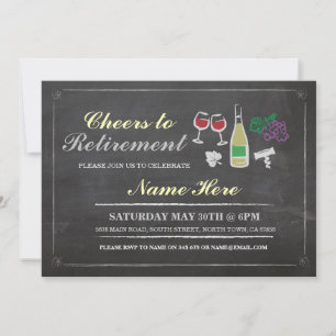 Cheers to Retirement Party Chalk Wine Invitation