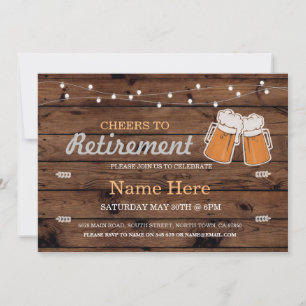 Cheers to Retirement Party Wood Beers Invitation