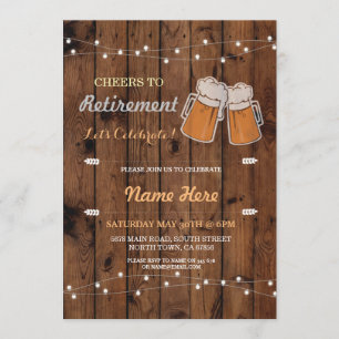 Cheers to Retirement Party Wood Beers Invite