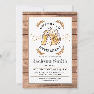 Cheers to Retirement Party Wood Beers Invite