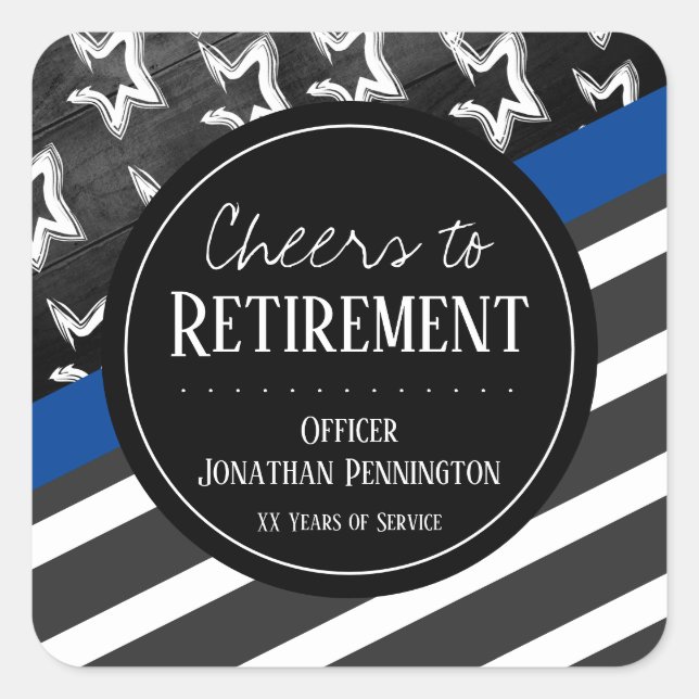 Cheers to Retirement Police Officer Square Sticker (Front)