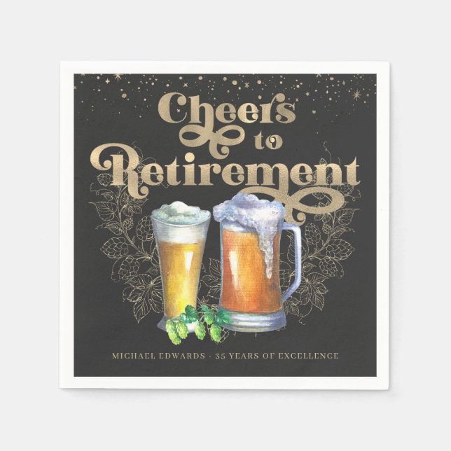 Cheers to Retirement | Vintage Cheers & Beers Napkin (Front)
