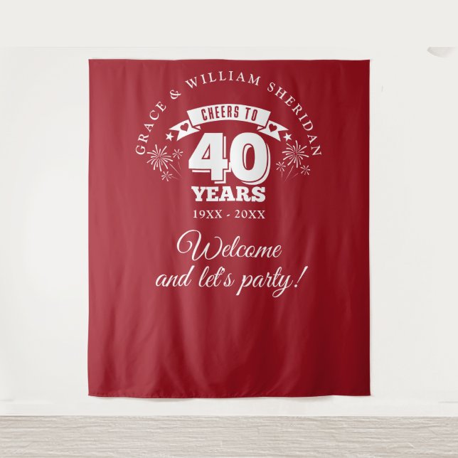 Cheers To Ruby 40th Anniversary Photo Prop Tapestry (Front)