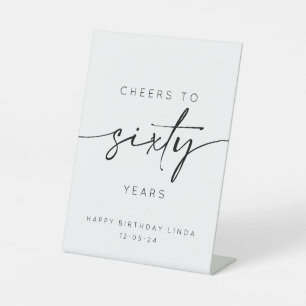 Cheers To Sixty Years 60th Birthday Pedestal Sign