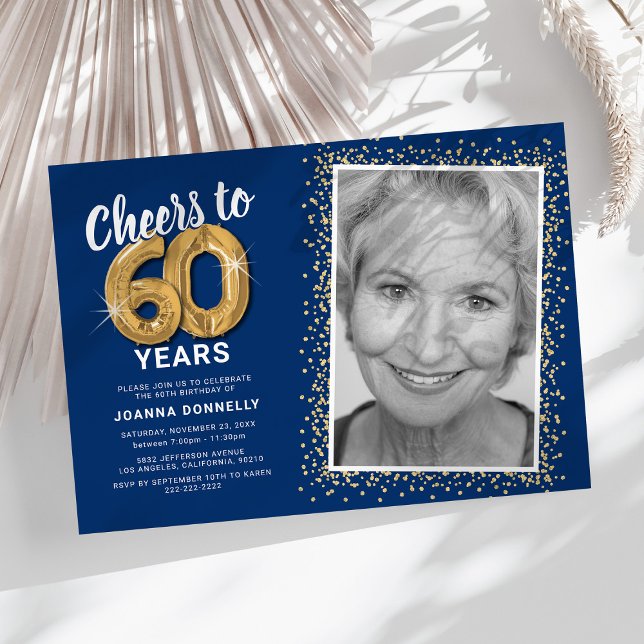 Cheers to Sixty Years 60th Birthday Photo Invitation (Creator Uploaded)