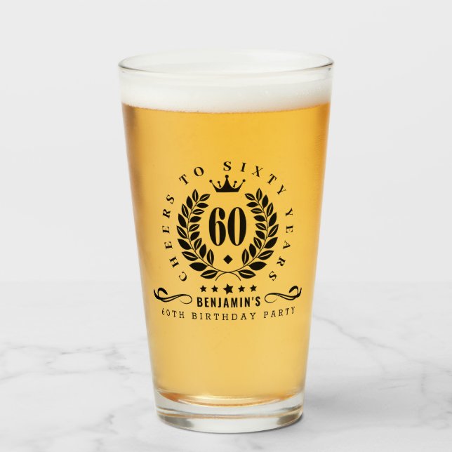 Cheers To Sixty Years Personalised 60th Birthday  Glass (Front Filled)