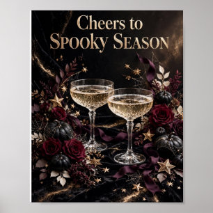 Cheers to Spooky Season Elegant Halloween Party Ar Poster
