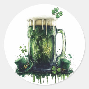 Cheers to St. Patrick's Day! Beer Illustration Classic Round Sticker