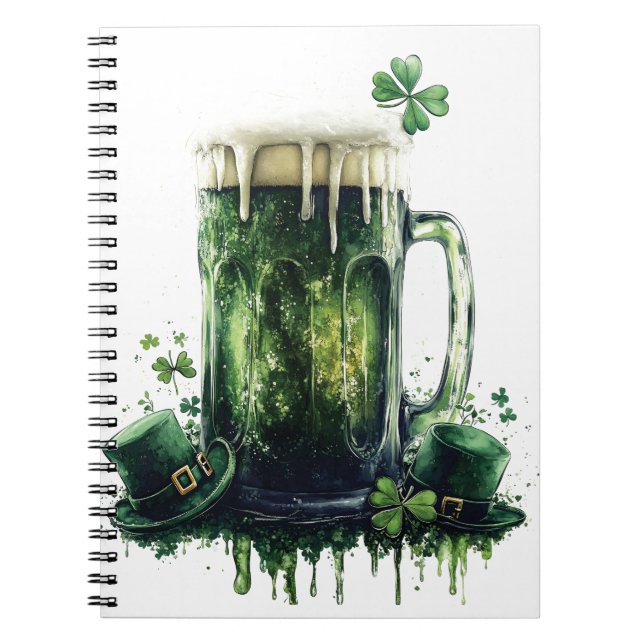 Cheers to St. Patrick's Day! Beer Illustration Notebook (Front)