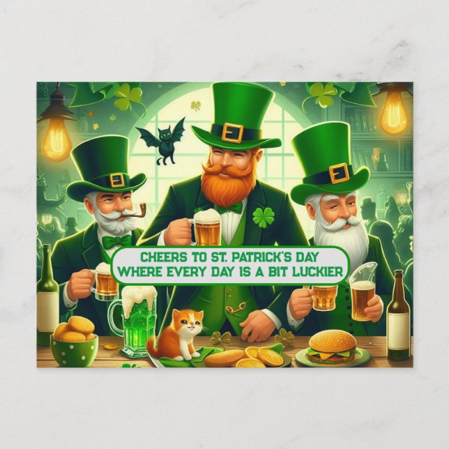 Cheers to St. Patrick's Day Every Day is a Luckier Postcard (Front)