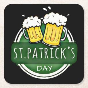 Cheers to St Patrick's Day Square Paper Coaster