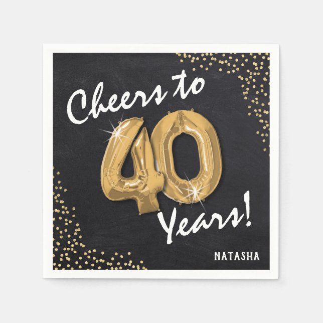 Cheers to the 40 Years! 40th Birthday Napkin (Front)