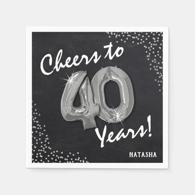 Cheers to the 40 Years! 40th Birthday Napkin (Front)